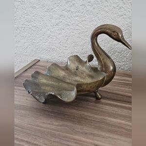 Vintage Brass Swan Dish